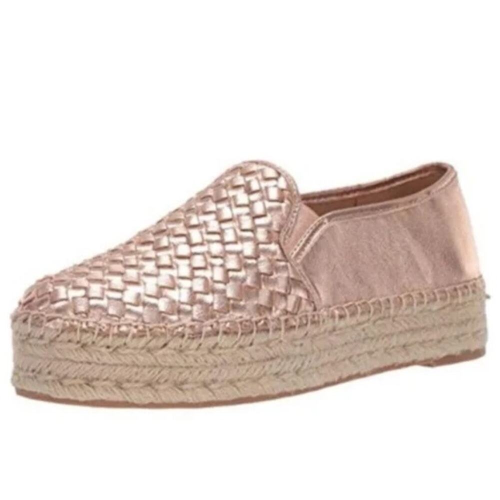 SAM EDELMAN New $100 Catherine Rose Gold Platform Woven Espadrille Size 9.5W